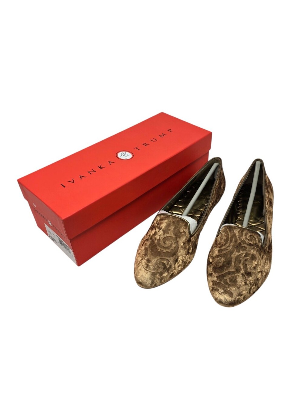 NIB Ivanka Trump Kenni 2 Gold Velvet Smoking Loafers Flats Women’s 6.5